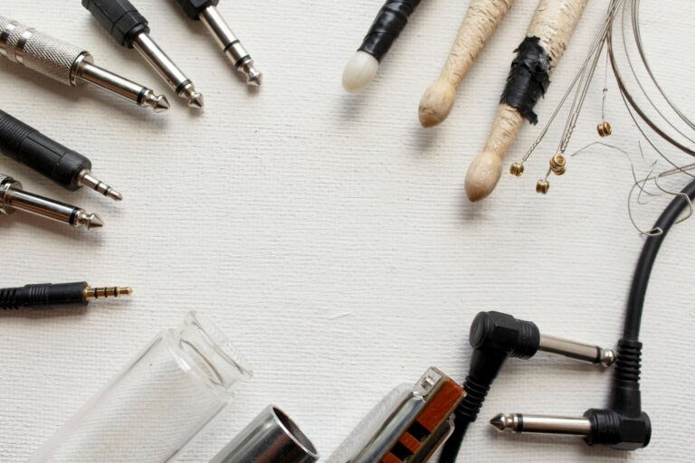 musical instruments and apparatus on the table