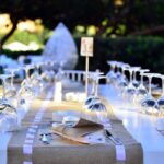 table with many glass wine